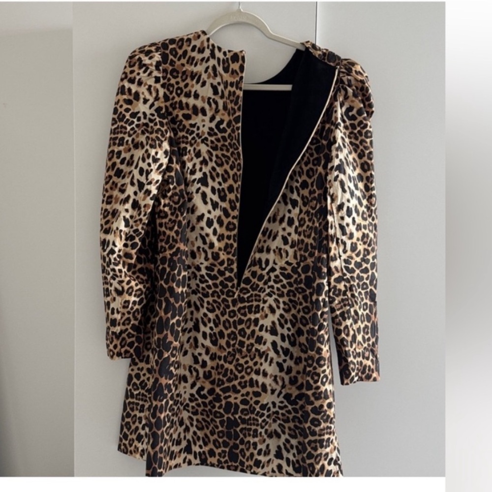 NWT Tuckernuck x India Hicks Leopard Domino Mini Dress S Puff Sleeve - Picture 9 of 15